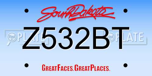 Z532BT South Dakota License Plate