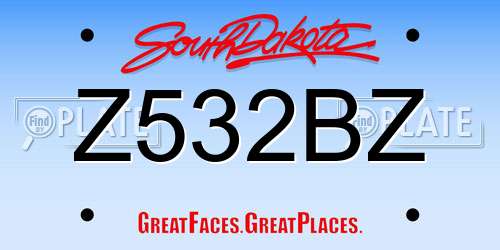 Z532BZ South Dakota License Plate