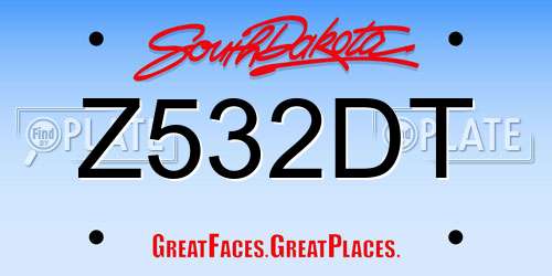 Z532DT South Dakota License Plate