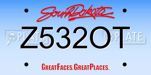 Z532OT South Dakota License Plate