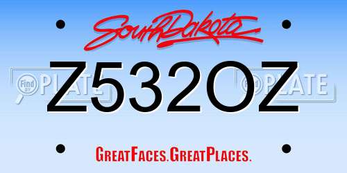 Z532OZ South Dakota License Plate