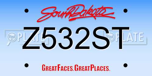 Z532ST South Dakota License Plate