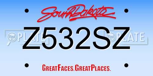 Z532SZ South Dakota License Plate