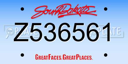 Z536561 South Dakota License Plate