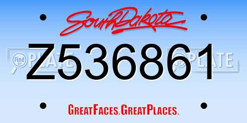 Z536861 South Dakota License Plate