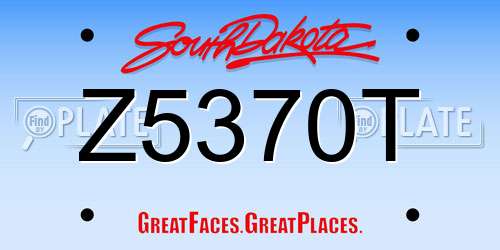Z5370T South Dakota License Plate