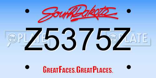 Z5375Z South Dakota License Plate
