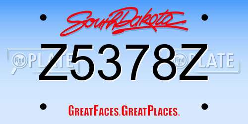 Z5378Z South Dakota License Plate