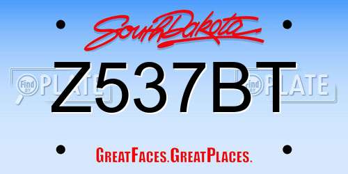 Z537BT South Dakota License Plate