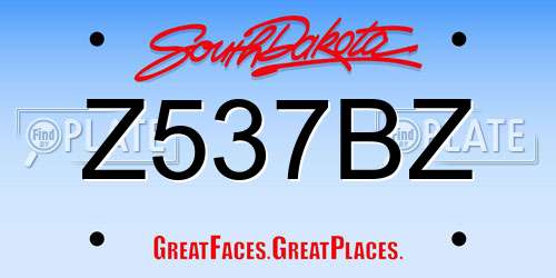 Z537BZ South Dakota License Plate