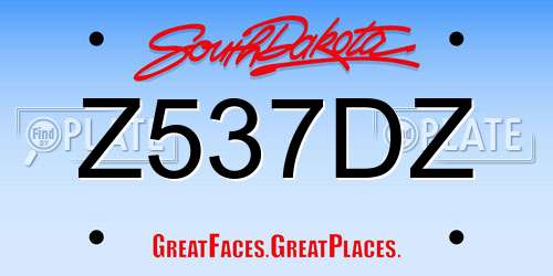 Z537DZ South Dakota License Plate