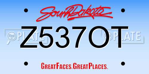 Z537OT South Dakota License Plate