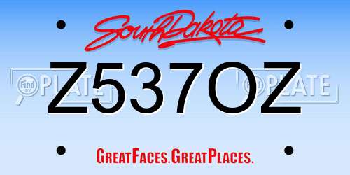 Z537OZ South Dakota License Plate