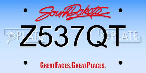 Z537QT South Dakota License Plate