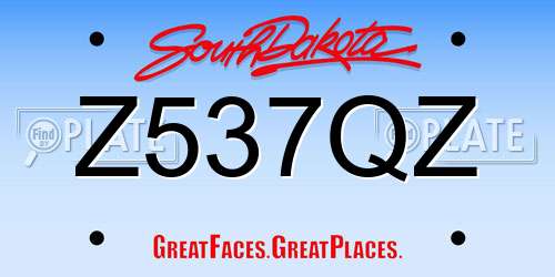 Z537QZ South Dakota License Plate