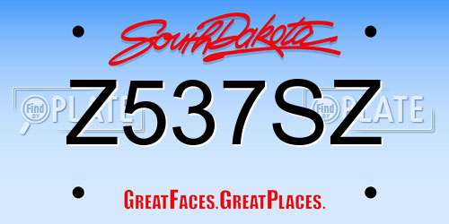 Z537SZ South Dakota License Plate