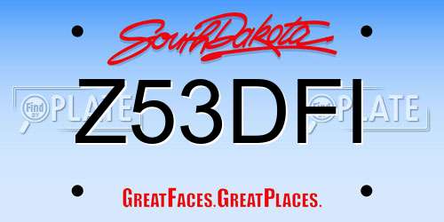 Z53DFI South Dakota License Plate