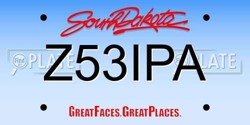 Z53IPA South Dakota License Plate