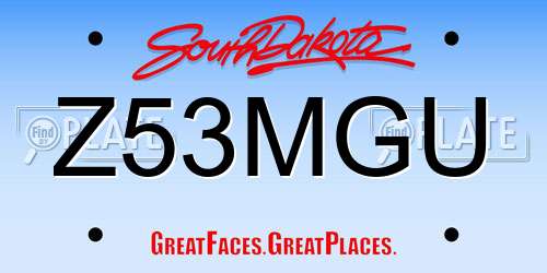 Z53MGU South Dakota License Plate