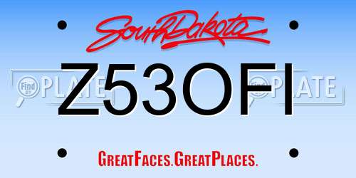 Z53OFI South Dakota License Plate