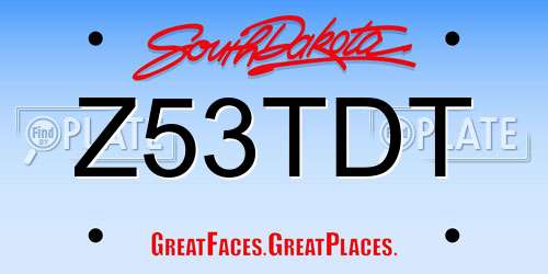 Z53TDT South Dakota License Plate