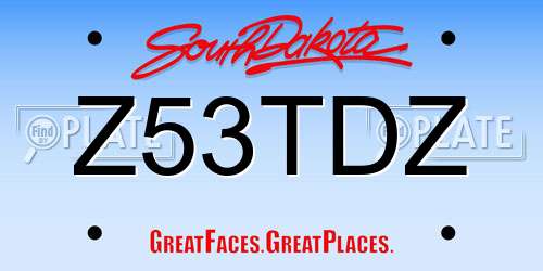 Z53TDZ South Dakota License Plate