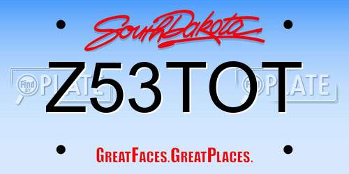 Z53TOT South Dakota License Plate