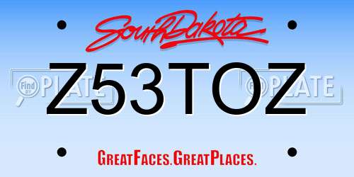 Z53TOZ South Dakota License Plate