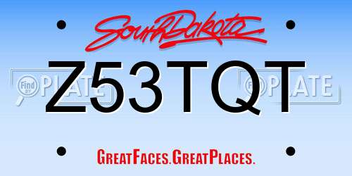 Z53TQT South Dakota License Plate