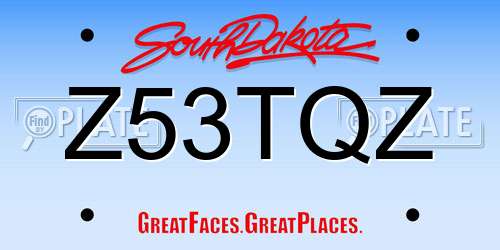 Z53TQZ South Dakota License Plate