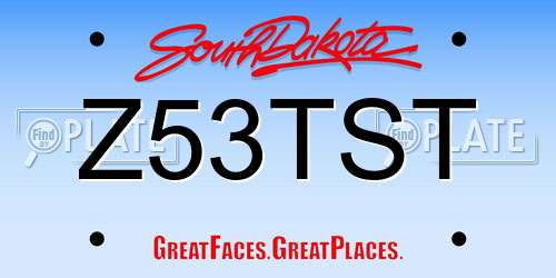 Z53TST South Dakota License Plate