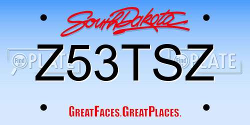 Z53TSZ South Dakota License Plate