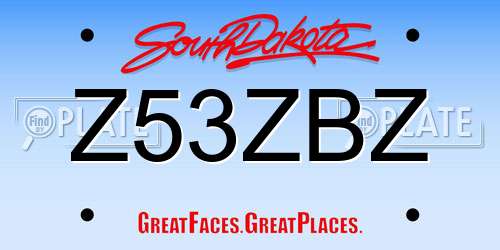 Z53ZBZ South Dakota License Plate