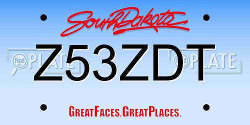 Z53ZDT South Dakota License Plate