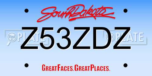 Z53ZDZ South Dakota License Plate
