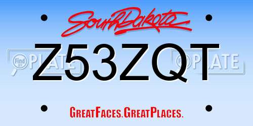 Z53ZQT South Dakota License Plate