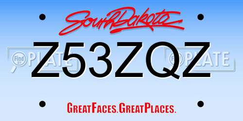 Z53ZQZ South Dakota License Plate