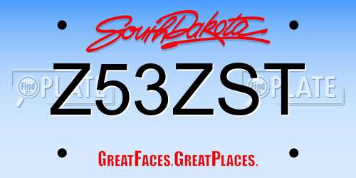 Z53ZST South Dakota License Plate