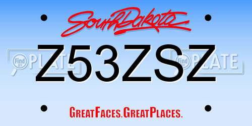 Z53ZSZ South Dakota License Plate