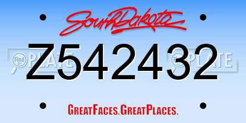 Z542432 South Dakota License Plate