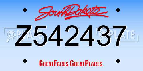 Z542437 South Dakota License Plate