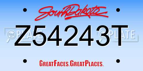 Z54243T South Dakota License Plate
