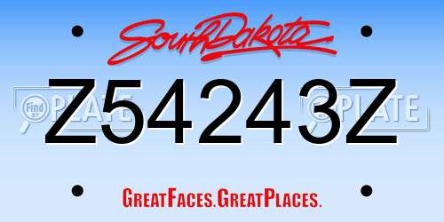 Z54243Z South Dakota License Plate