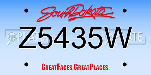 Z5435W South Dakota License Plate