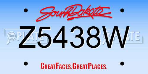 Z5438W South Dakota License Plate