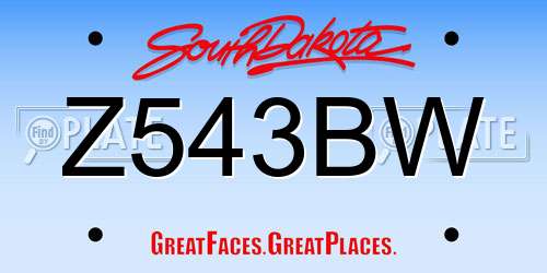 Z543BW South Dakota License Plate