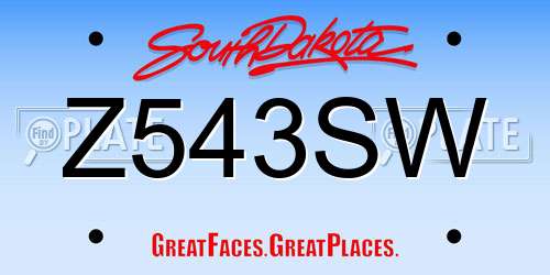 Z543SW South Dakota License Plate