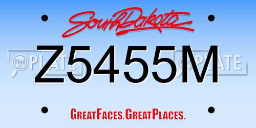 Z5455M South Dakota License Plate