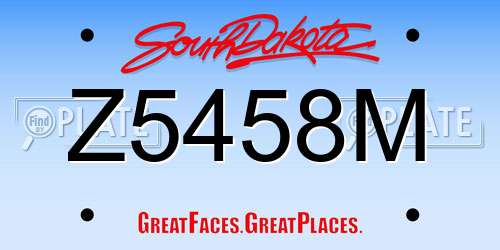 Z5458M South Dakota License Plate
