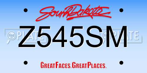 Z545SM South Dakota License Plate